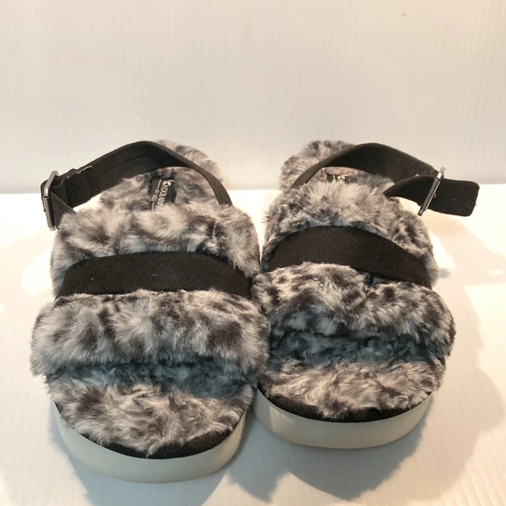 KOOLABURRA by UGG Fuzz’d Out Slingback Sandals Snow Leopard Womens Size 10